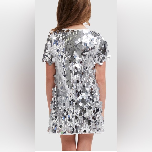 NWT BARDOT JUNIOR Sumaya Mini Sequin Dress (Girl 10) Silver - Picture 3 of 16